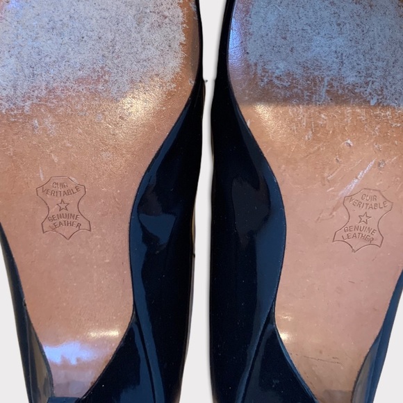 VTG 1960’s Bravo Browns Black Patent Kitten Heels with Silk Bows Size 8.5 - Picture 8 of 13